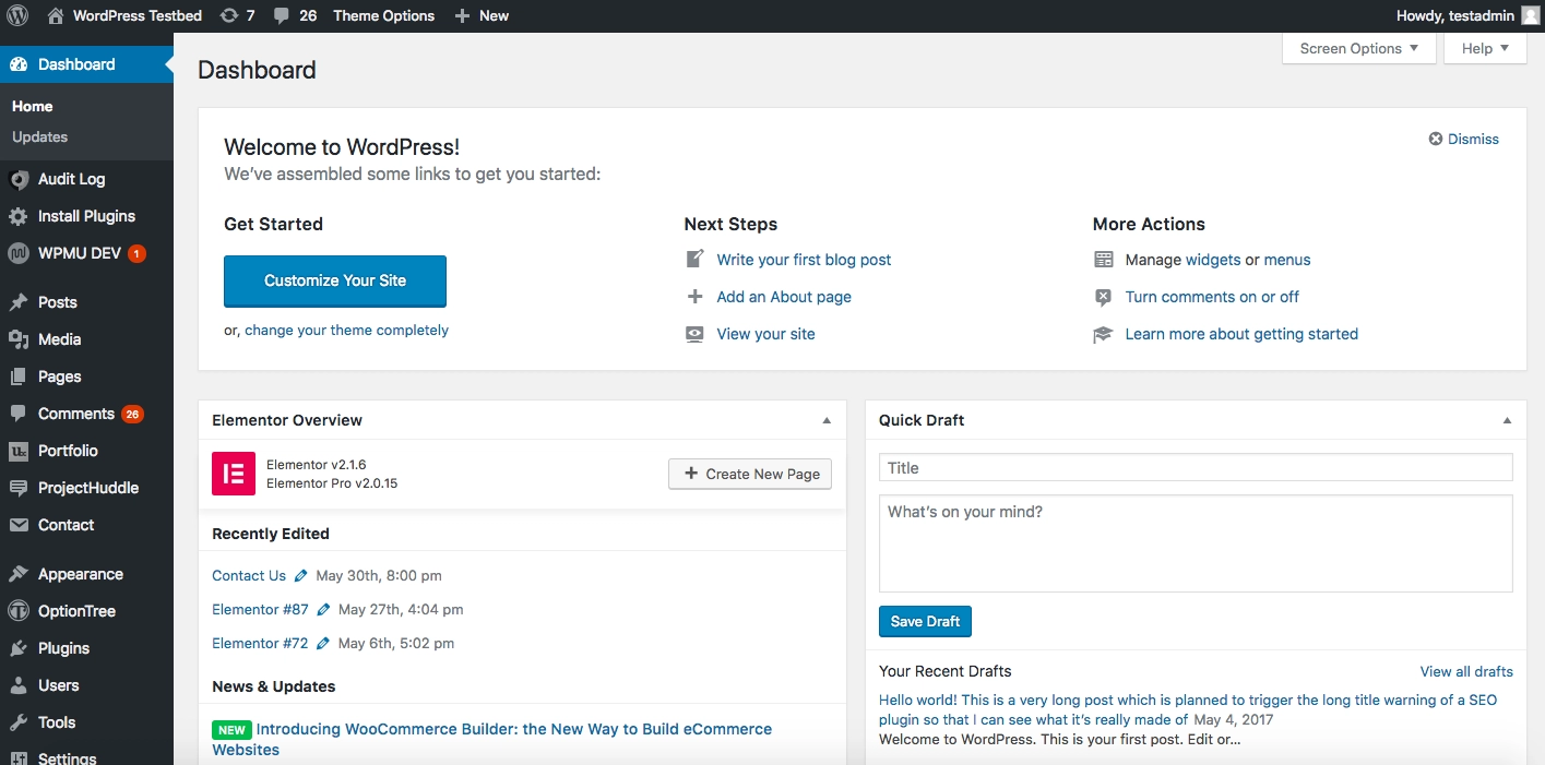 WordPress Dashboard