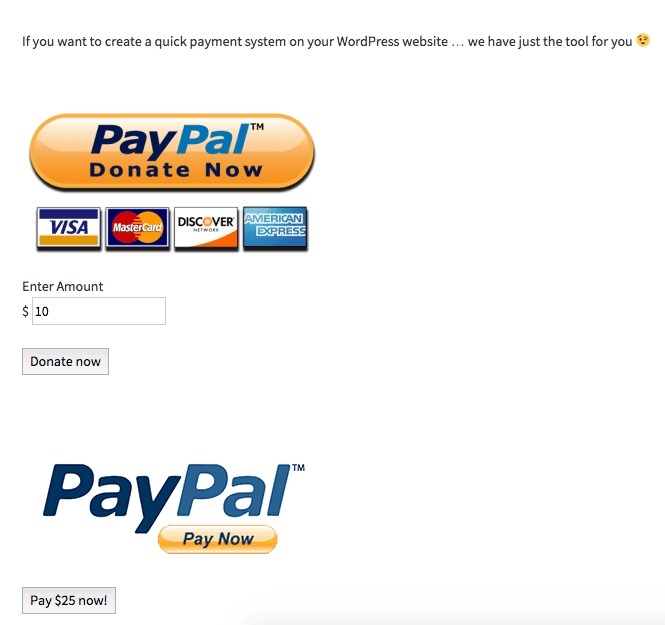 Wordpress paypal button